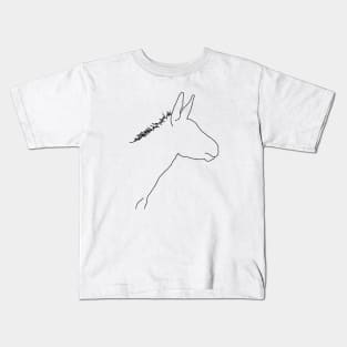 Donkey Line - Donkey One Line Art  - Donkey Single Line Art Kids T-Shirt
